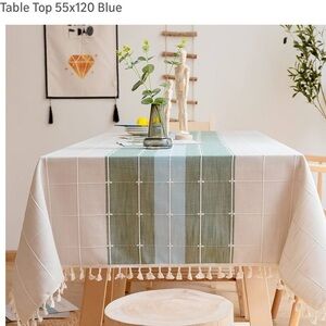 Elegant Green and White Tablecloth